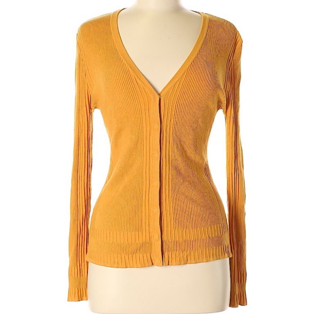Per Se Cardigan 🌻 Gold Yellow Goldenrod 💛 Snap Closure Button